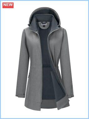 Women's Waterproof Softshell Jacket Hooded Fleece Lined Raincoat
